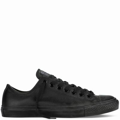 Converse Chuck Taylor All Star Mono Leather Low Tops Womens - Black Shoes (163XQVDN)